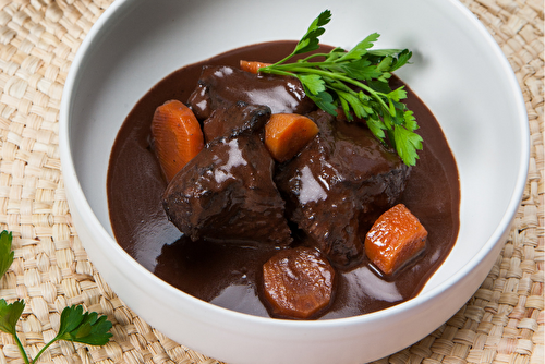 Joue de boeuf à la sauce chocolat et taboulé de kasha