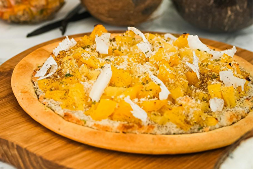 Pizza à l’ananas bio et crème de coco