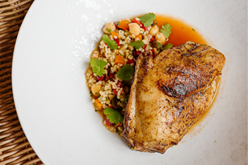 Gigolettes de lapin rôties aux épices et couscous de boulghour