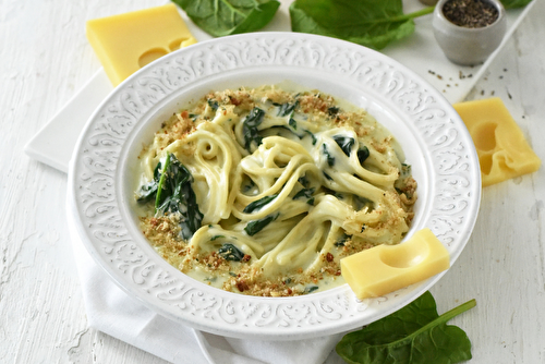 Spaghettis à la crème d’Emmental de Savoie IGP et aux épinards