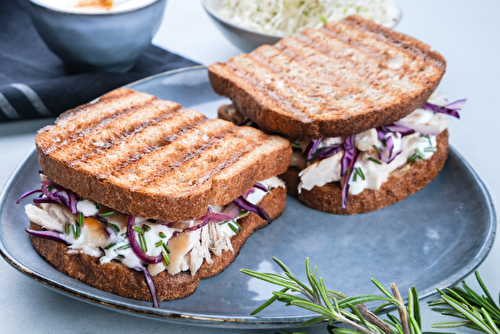 Croque-monsieur au poulet en pain de mie bio petites tranches complet sans sucres ajoutés & levain