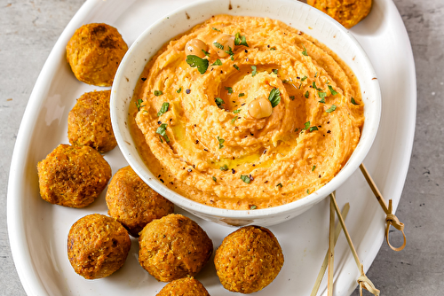 Houmous au potiron et boulettes curry