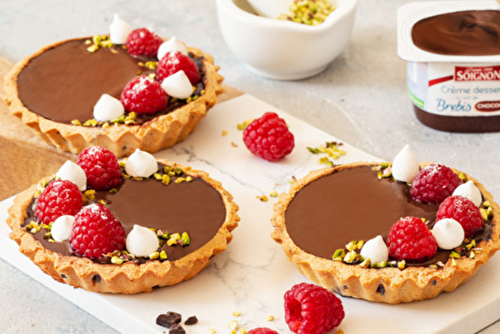 Tartelettes cookies à la crème dessert chocolat au lait de brebis Soignon