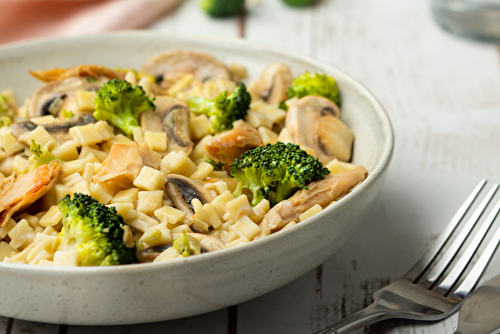 Crozets Alpina Savoie crémeux au poulet, brocoli et champignons