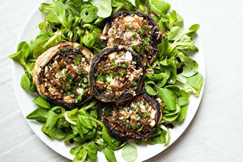 Portobellos farcis aux gésiers de canard confits des Landes et à la feta