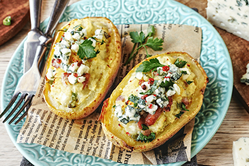 Barquettes de pommes de terre au Roquefort