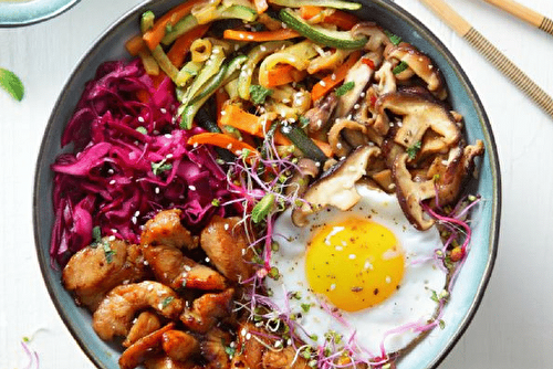 Bibimbap coréen au poulet fermier, l'inspiration asiatique