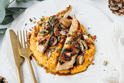 Blanc de poulet et purée de courge à la cannelle