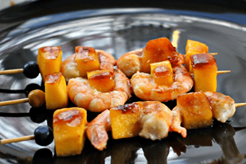 Brochettes de gambas à la mangue