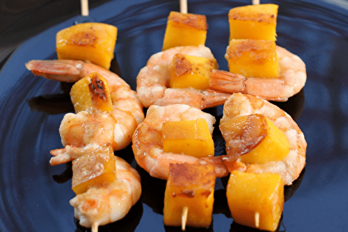 Brochettes de gambas et mangues