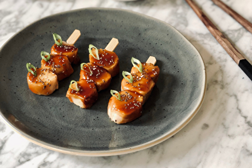 Brochettes de lapin sauce teriyaki et sésame