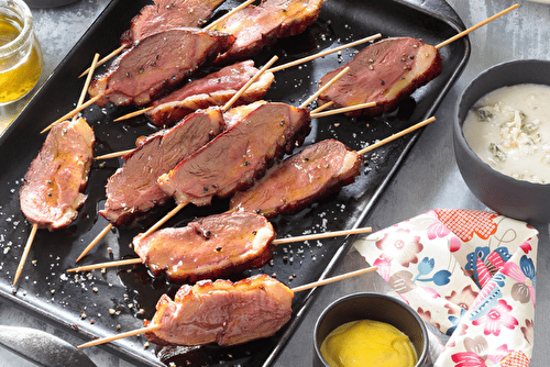 Brochettes de magret aux 6 sauces