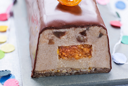 Bûche aux marrons et coeur de clémentines de Corse IGP