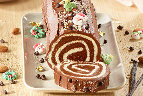 Bûche de Noël à la ganache au chocolat à la vanille de Tahiti