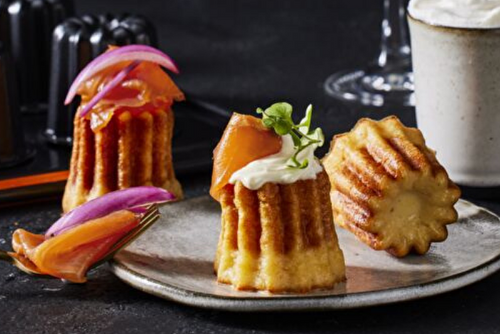 Cannelés aux deux saumons et ciboulette