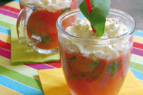 Capuccino glacé tomate-mozza, très gourmand