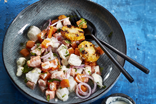 Ceviche aux deux poissons à la sauce yaourt