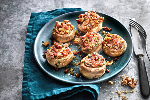 Champignons farcis à la fraise de veau