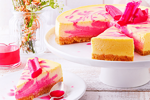 Cheesecake à la rhubarbe, la douceur et acidulée