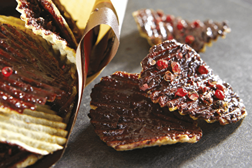 Chips de Pompadour au chocolat et fleur de sel