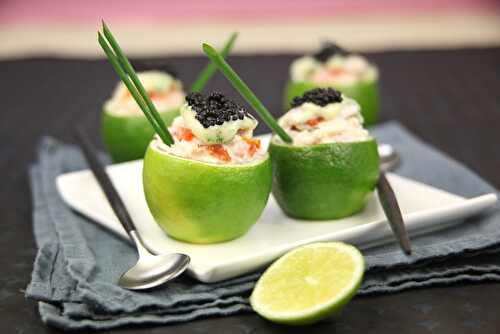 Citrons verts farcis à l’esturgeon et au caviar