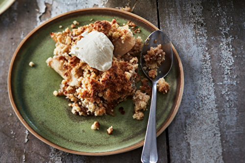 Crumble de poires à la crème de marron