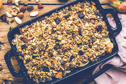 Crumble healthy aux pommes et fruits secs