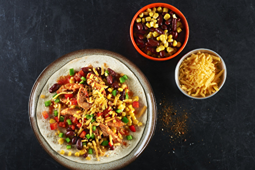 Fajitas maison aux émincés de poulet rôti