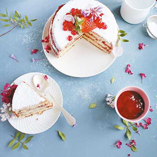 Gâteau léger aux framboises et aux fraises