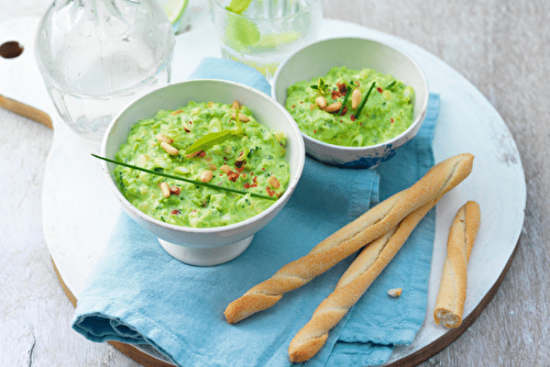 Guacamole de petits pois au fromage frais et citron