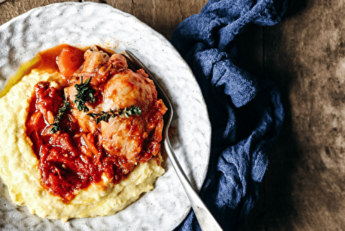 Lapin façon osso bucco et polenta crémeuse