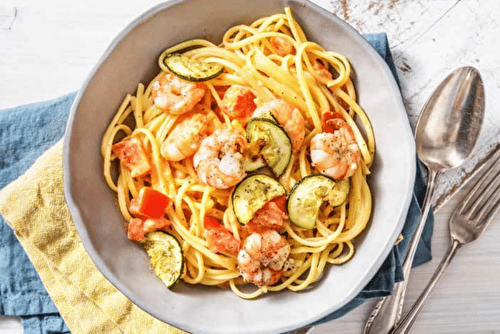 Linguine à la crème et aux crevettes