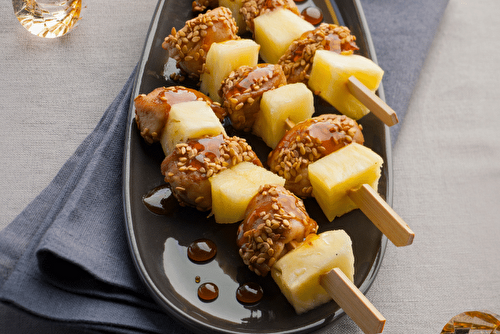 Mini brochettes de lapin à l’ananas pour l'apéritif