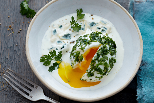 Oeuf mollet aux herbes et à la crème au Bresse Bleu