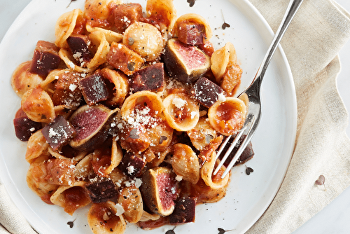 Orecchiette aux aubergines et aux figues