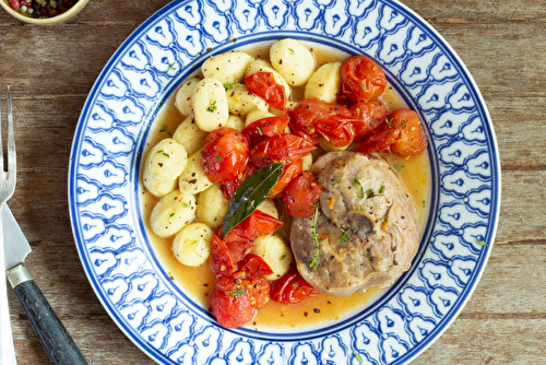 Osso bucco aux tomates cerises et gnocchi