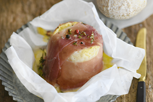 Papillote de Chabichou au jambon fumé