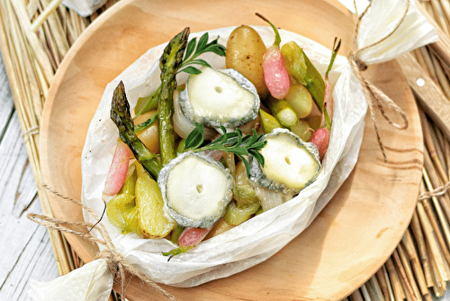 Papillotes de légumes croquants au chèvre