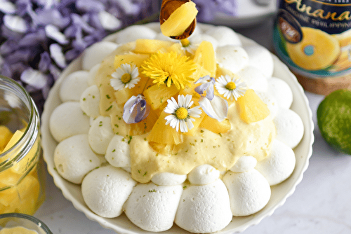 Pavlova ananas et citron vert, gourmand et frais