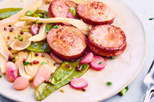 Poêlée de légumes et saucisse de Morteau