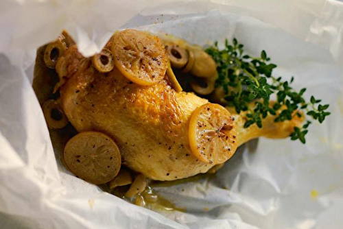 Poulet au citron confit en papillote, rapide et facile