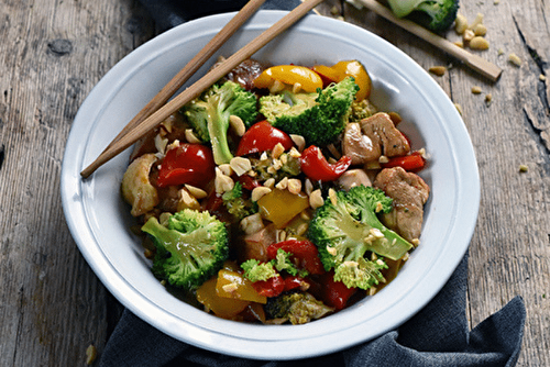 Poulet aux légumes et gingembre, légèrement asiatique