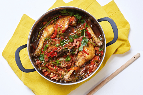 Poulet mijoté aux poivrons, le plat que l'on sauce