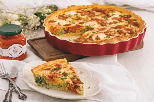 Quiche aux courgettes et pousses d'épinards