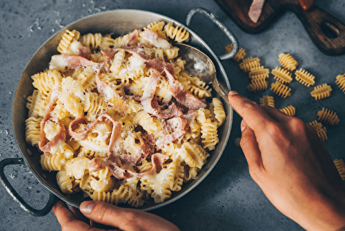 Radiatori à la crème de Beaufort, jambon et truffe