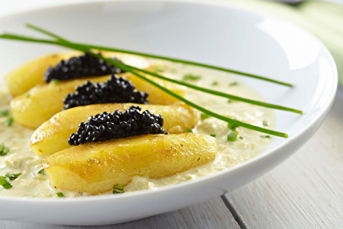 Ratte du Touquet au caviar et coulis de poireaux