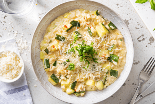 Risotto à la courgette et à la mozzarella