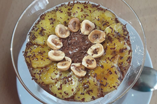 Riz au lait chocolat-bananes caramélisées