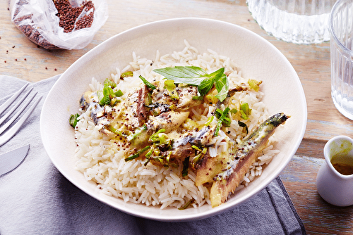 Riz sauce crémeuse aux maquereaux, la recette du placard