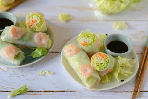 Rouleaux de printemps à la laitue et aux crevettes